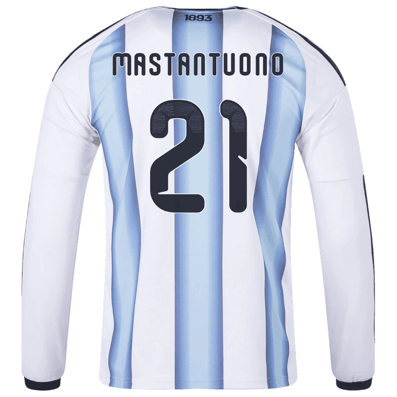 Franco Mastantuono Argentina 26/27 Long Sleeve Home Jersey